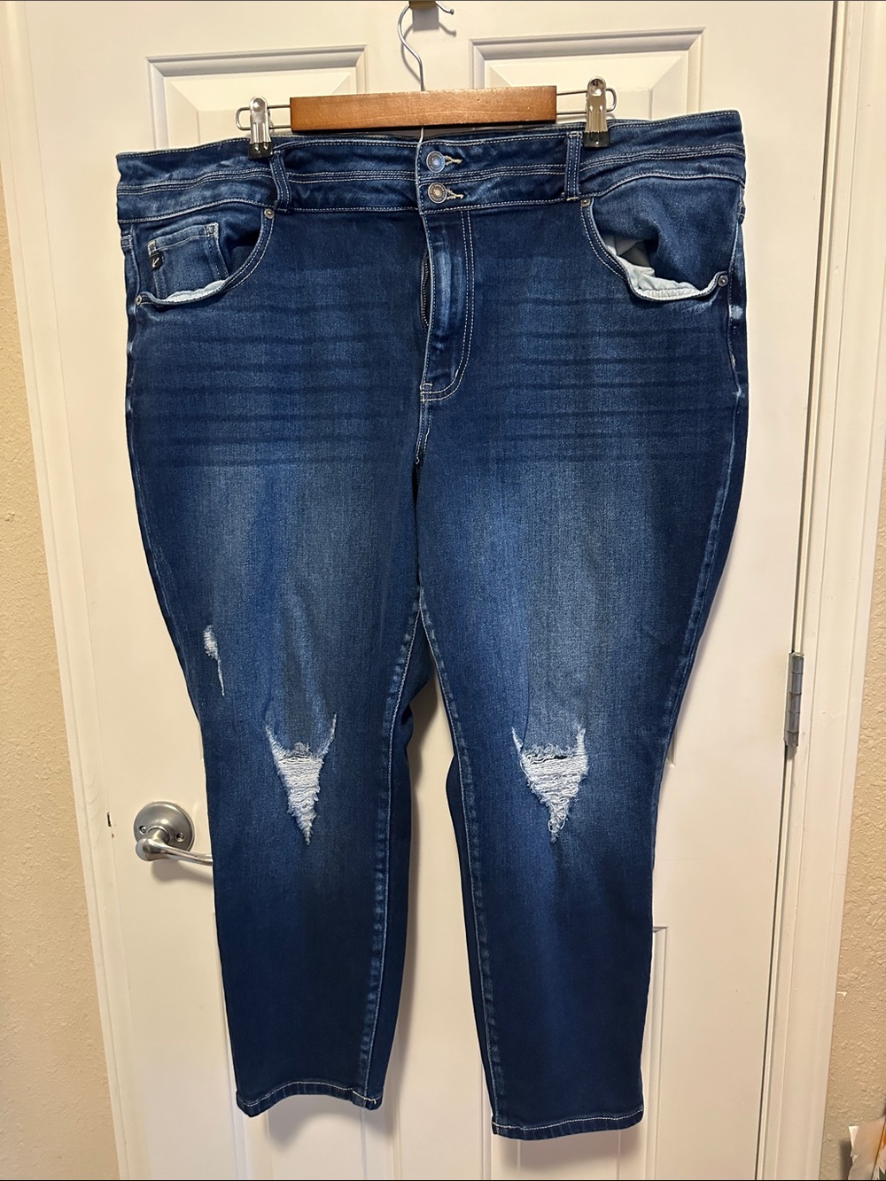 KanCan Women's Boyfriend Jeans in Dark Blue Wash
